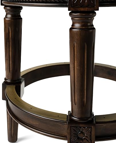 Miniatura 9 de Maven Lane Pullman Taburete tapizado de 31 pulgadas de altura de barra de bar sin espalda en acabado nogal oscuro con asiento de cojín de cuero