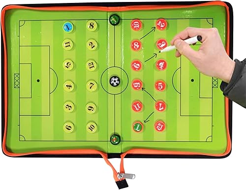 Miniatura 6 de Tabla magnética de entrenamiento de fútbol, bolsa con cremallera, tabla de tácticas de fútbol, tablero de entrenamiento de juego de borrado en seco,