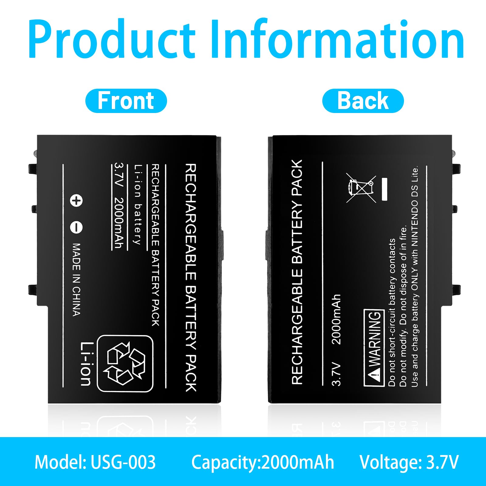 REACELL 4310mAh HAC-003 Batterie De Rechange Compatible Pour Nintendo