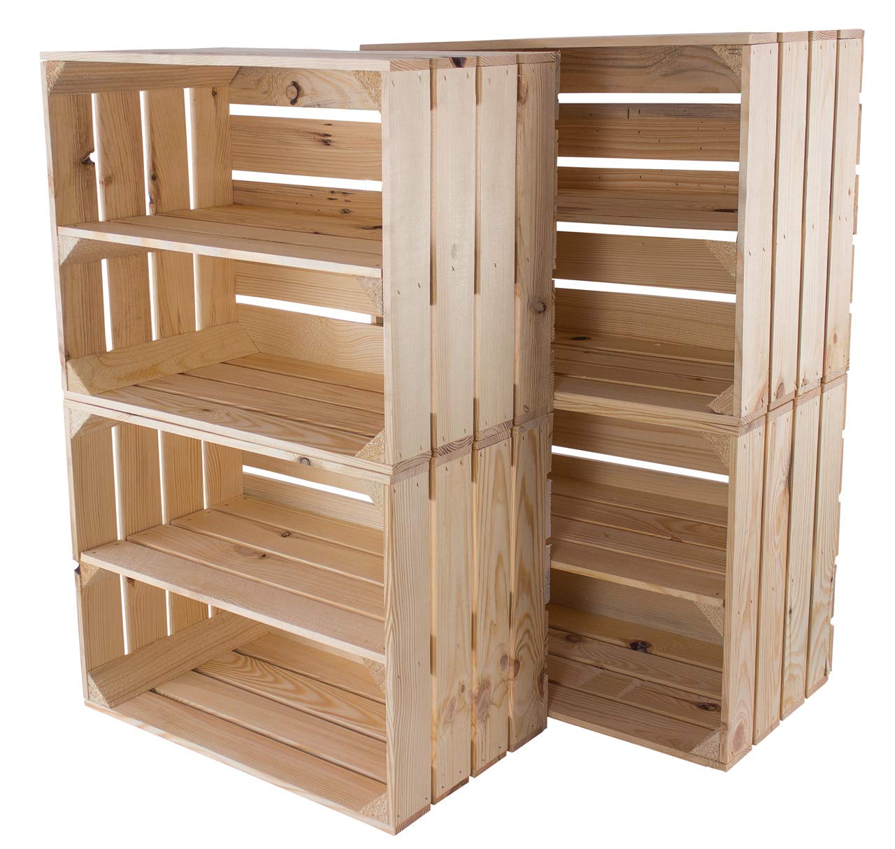 Natur Obstkiste mit Zwischenboden 50cm x 40cm x 30cm Weinkisten Naturbelassen unbehandelt helle Regalkiste Holzboxen als Wandboard stabile Dekokisten für Flur/Wohnzimmer