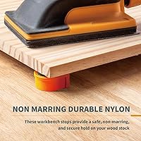 Vista 3 de POWERTEC 72392 - 4 unidades de perros de banco para agujero de perro de 3/4 pulgadas, perro de banco de nailon con inserto de EVA y 2 abrazaderas