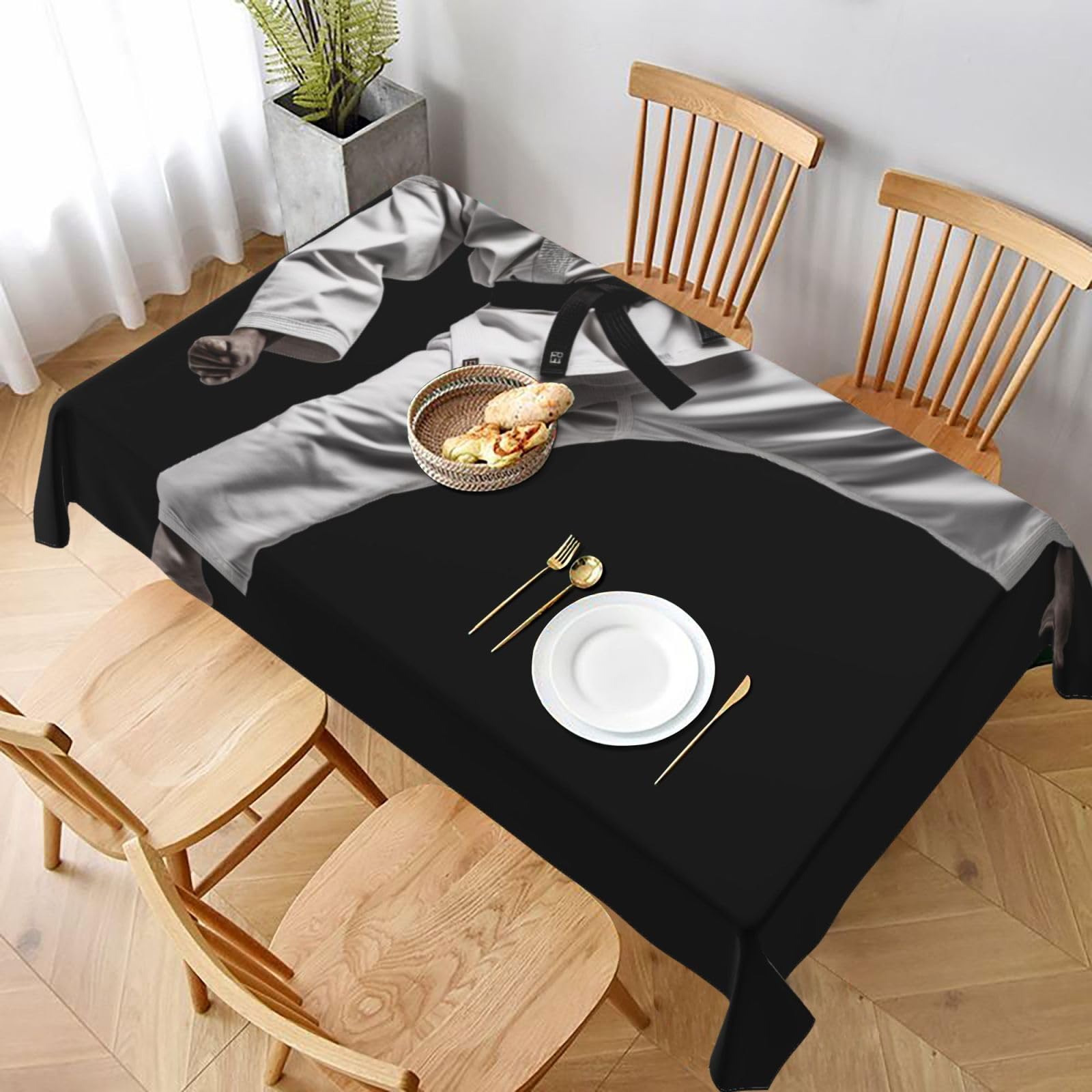WPKJU Taekwondo Martial Arts Printed Tablecloth 60x90 in Water Resistant Table Cover Washable Rectangle Table Cloth for Dining Tables