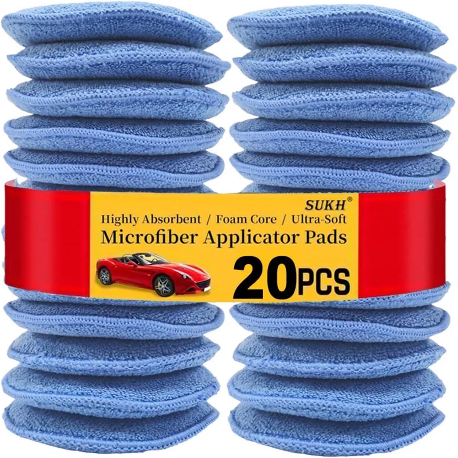 Car Polishing Waxing Sponges Pad 5 Inch 125mm Microfiber Round Motorcycle Auto Wax Applicator Polish Foam Sponges Cleaning Tools(Blue 10pcs)