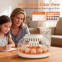 Vista 10 de Incubadora de huevos con control de temperatura y humedad, girador automático de huevos, ovoscopio, recarga de botella de agua externa, ventilación