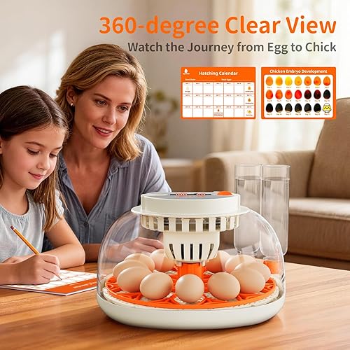 Miniatura 10 de Incubadora de huevos con control de temperatura y humedad, girador automático de huevos, ovoscopio, recarga de botella de agua externa, ventilación