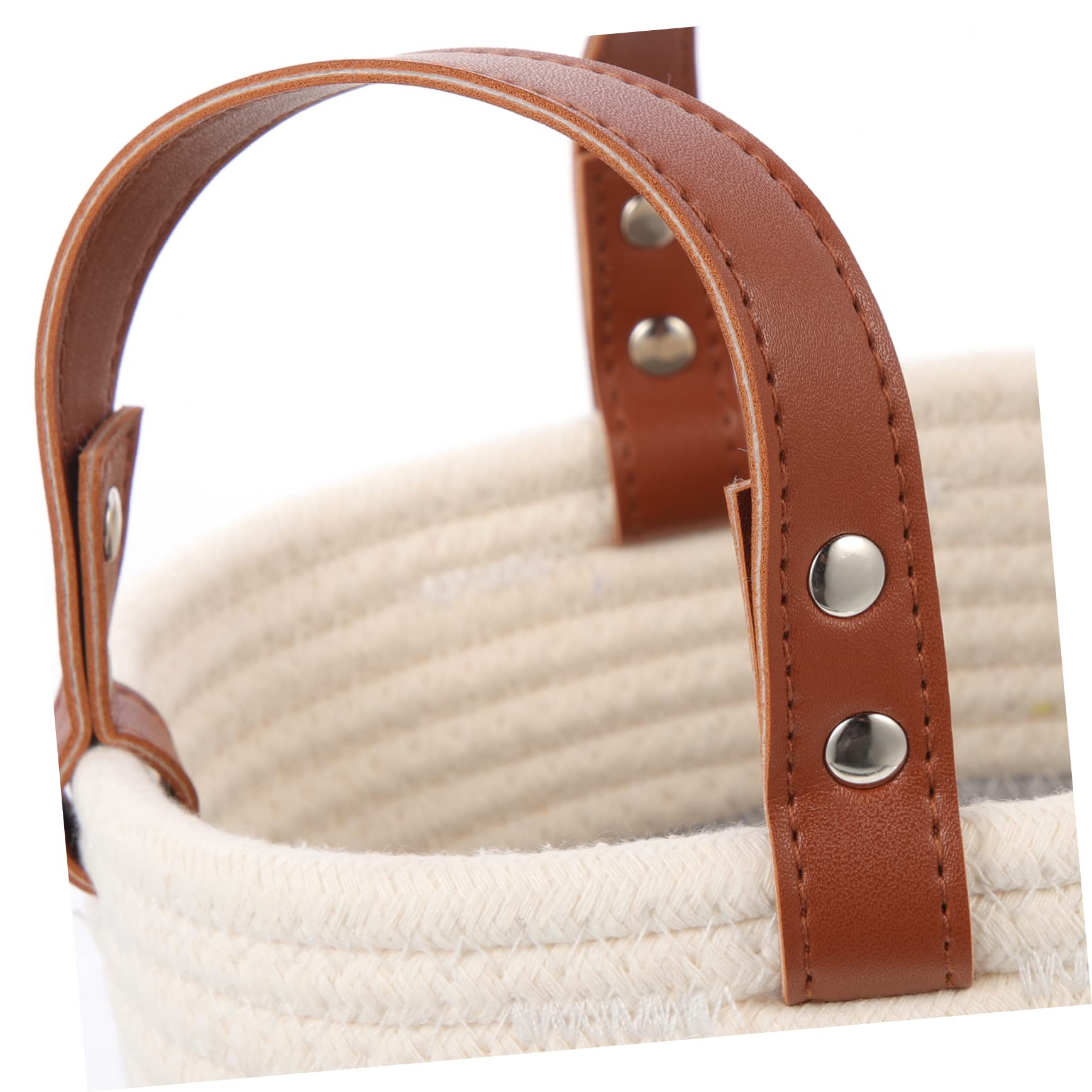 TOGEVAL Cotton Rope Laundry Basket Small Woven Storage Basket Handle Style for Bathroom Decor