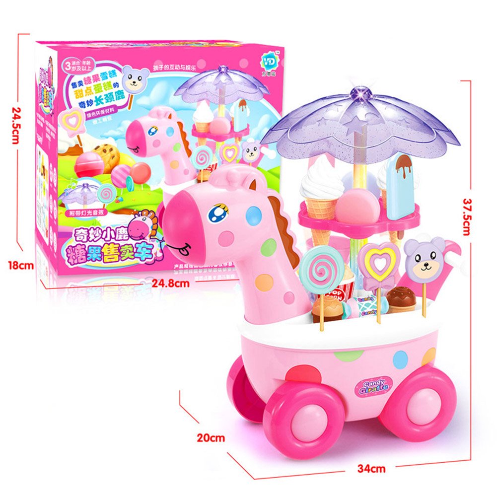 Eleganantimpresionante casa de muñecas Muebles simulación pequeños carritos niña Mini Carro de Dulces Helado Crema Shop Supermarket niños Juguetes Juguetes de casa bebé Juguetes con música Ligera: Amazon.es: Hogar