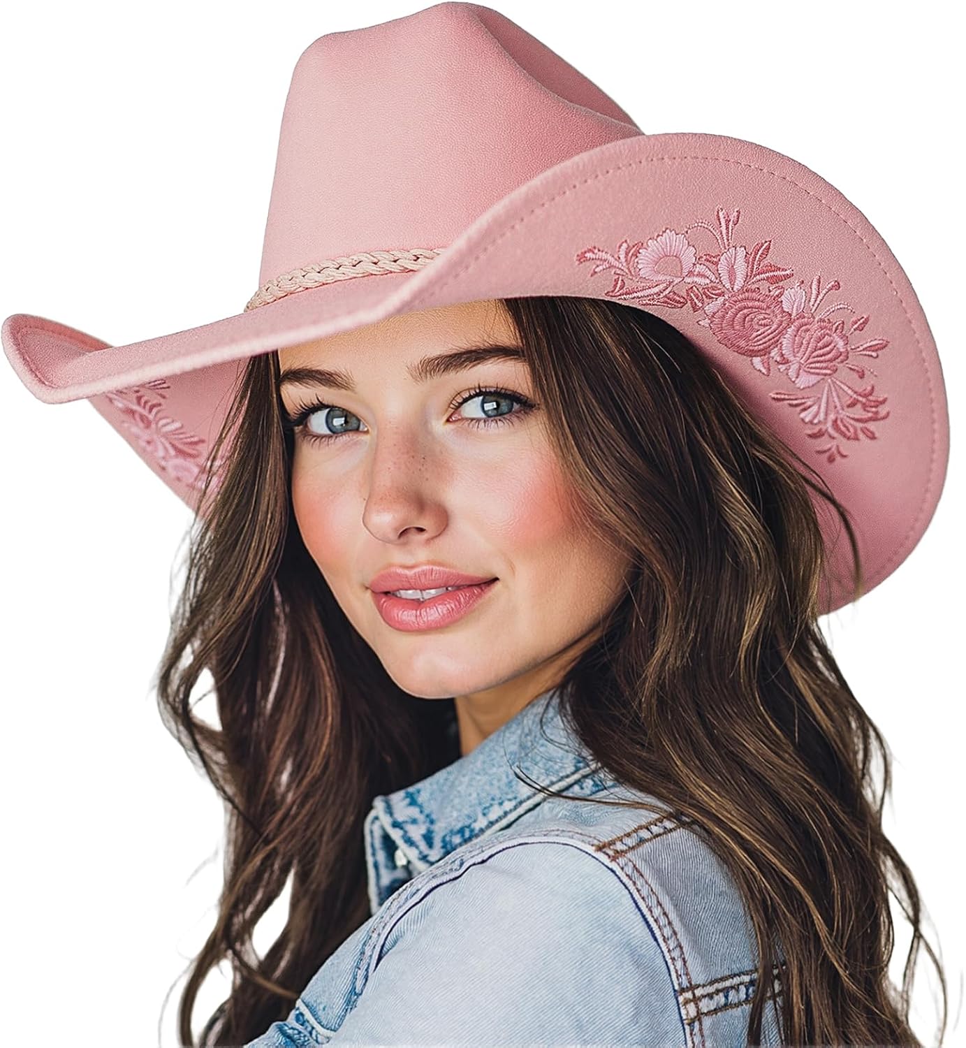 SeptCity Pink Cowgirl Hat for Women, Suede Cowboy hat for Cowgirl Costume Western Cowboy Costume Accessories for Halloween