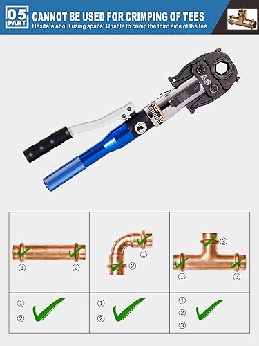 Miniatura 5 de AMZCNC Herramienta de prensado de tubos de cobre con mordaza de 12 pulgada, 34 pulgadas y 1 pulgada de mandíbula de cobre prensado alicates, traje