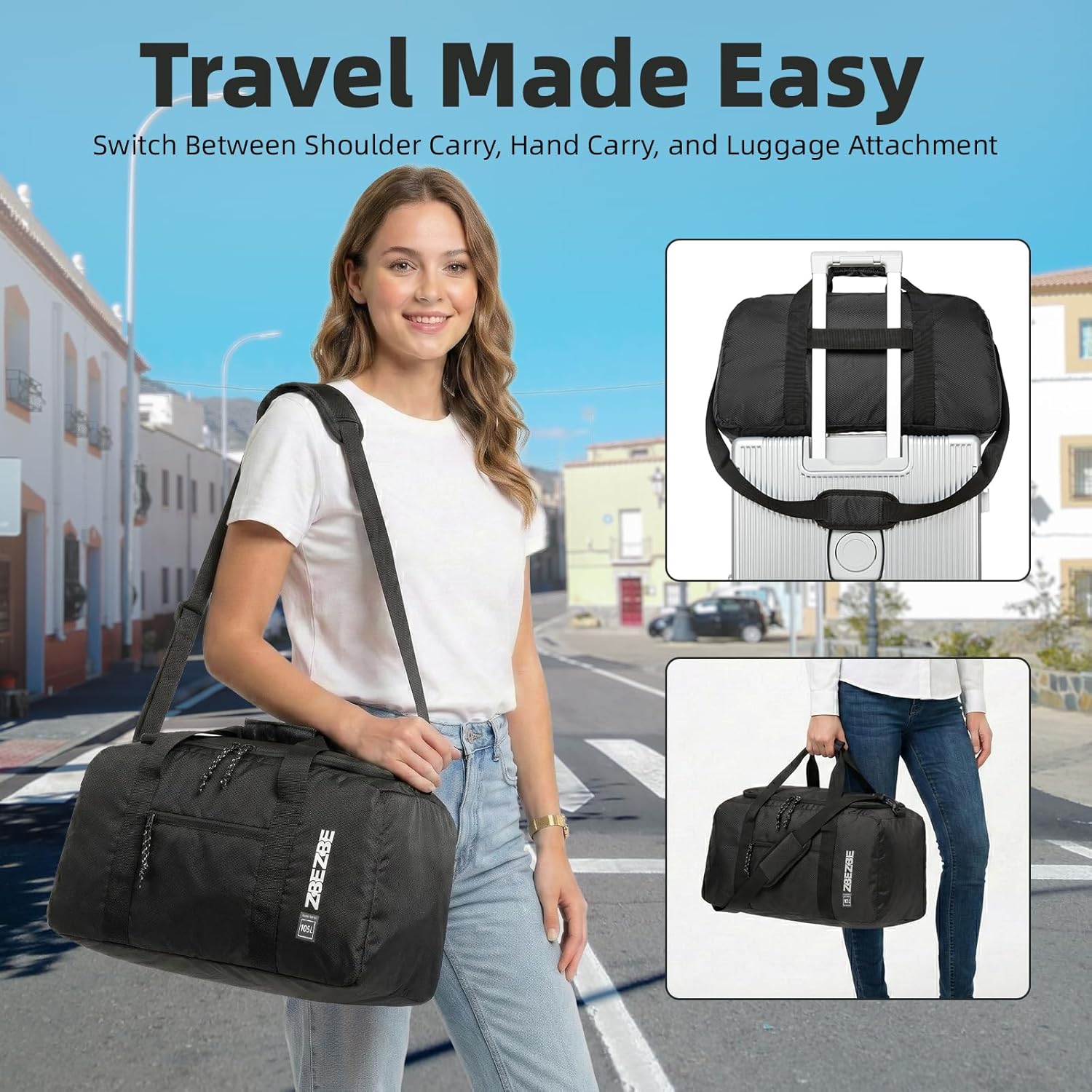 Extra Large Foldable Duffle Bag, 105L Heavy Duty Travel Bag for Camping & Moving, Water-Resistant Foldable Luggage Bag for Men Women, Deployment & Equipment Storage
