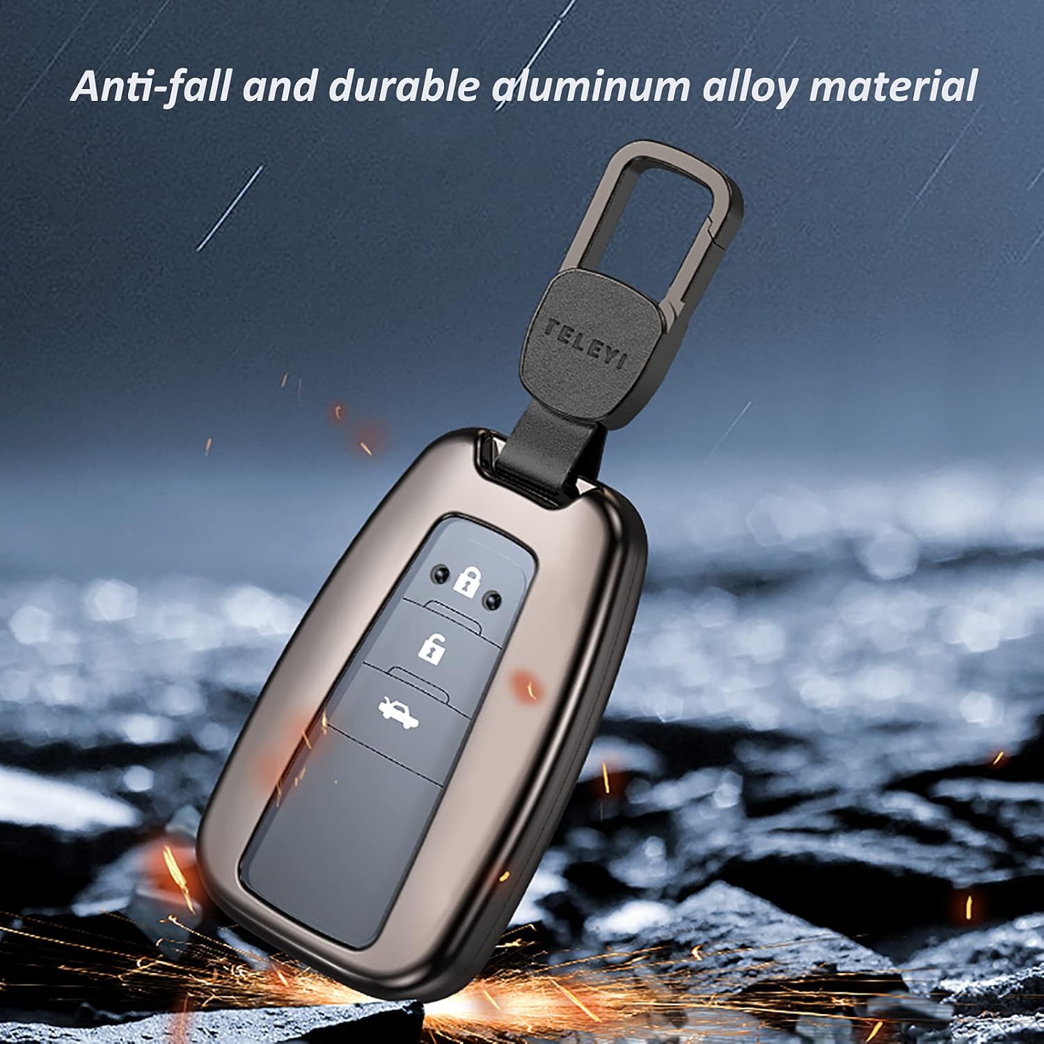 Kwak's Key Fob Case Cover with Keychain Compatible for 2018-2021 Toyota Camry RAV4 Highlander Avalon C-HR Prius Corolla GT86 Smart Key