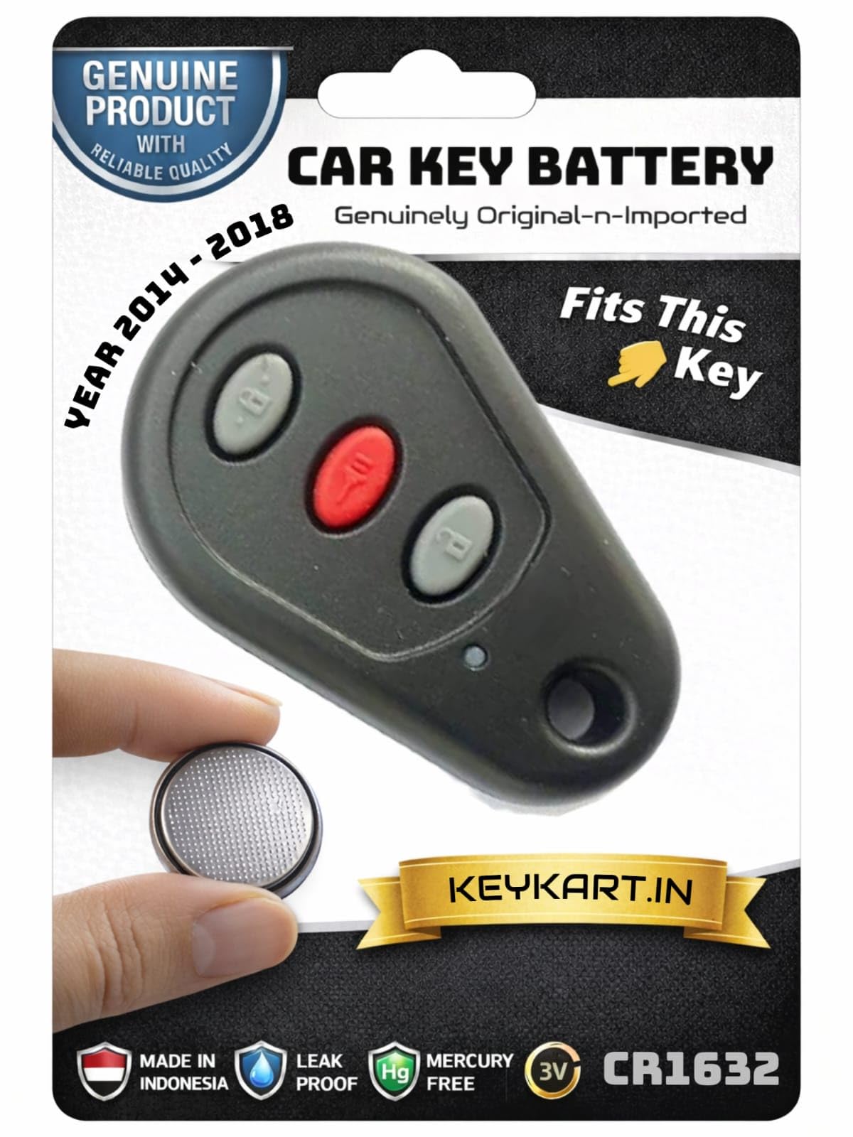 3V Lithium Coin Battery Cell - Mahindra Scorpio (After 2014 March) Car Remote Key Battery I KEYFOB I Smart Key Battery, Original-n-Genuine Automotive Series I *CR1632/MAH/005* (Pack for 1 Key)-image-32