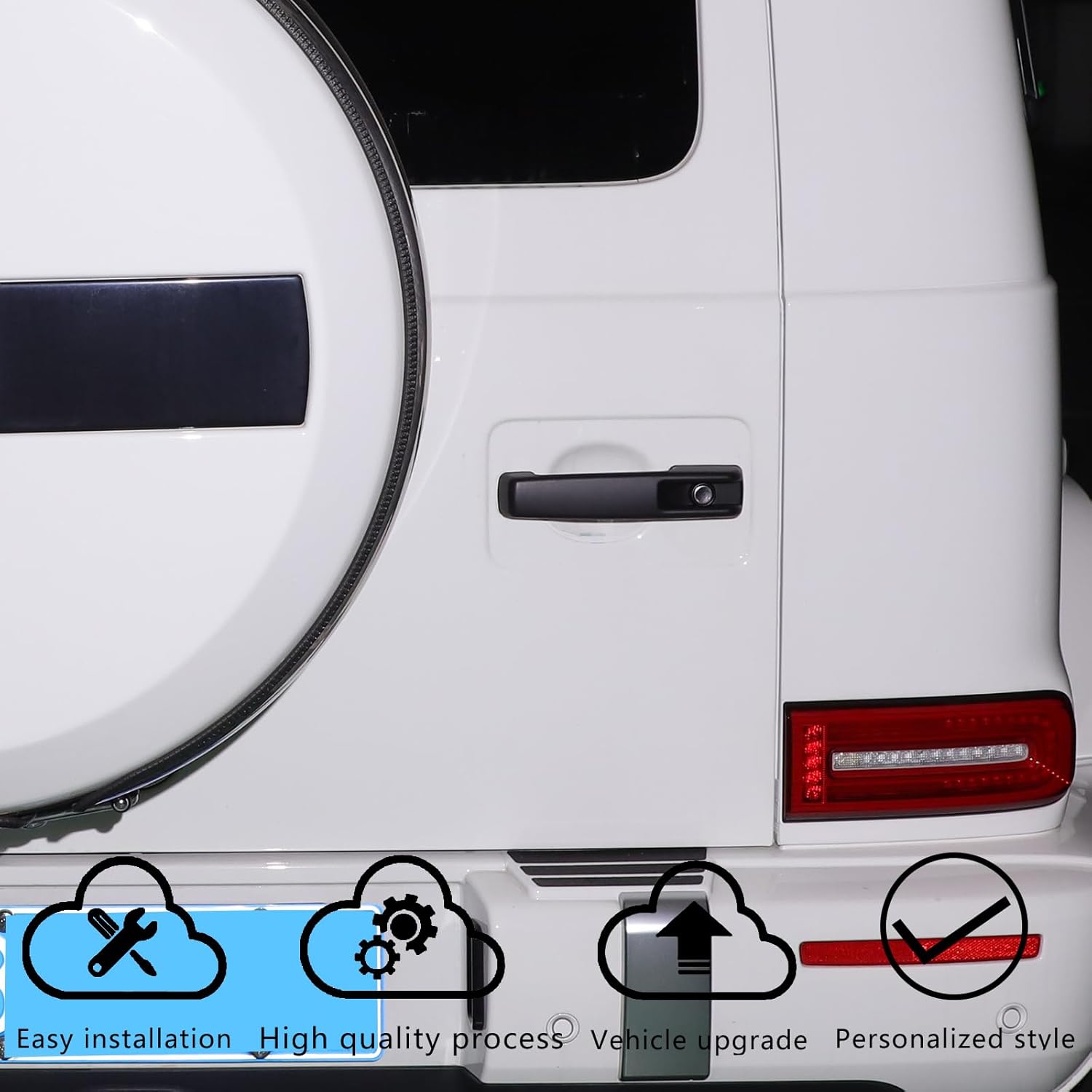 Car Exterior Door Handle Cover Trim Compatible with Mercedes Benz G Class W463 W464 G65 G55 G63 G500 G550 G350 2004-2045,ABS Outside Door Handle Protector Cover Decoration Accessories (Matt black)