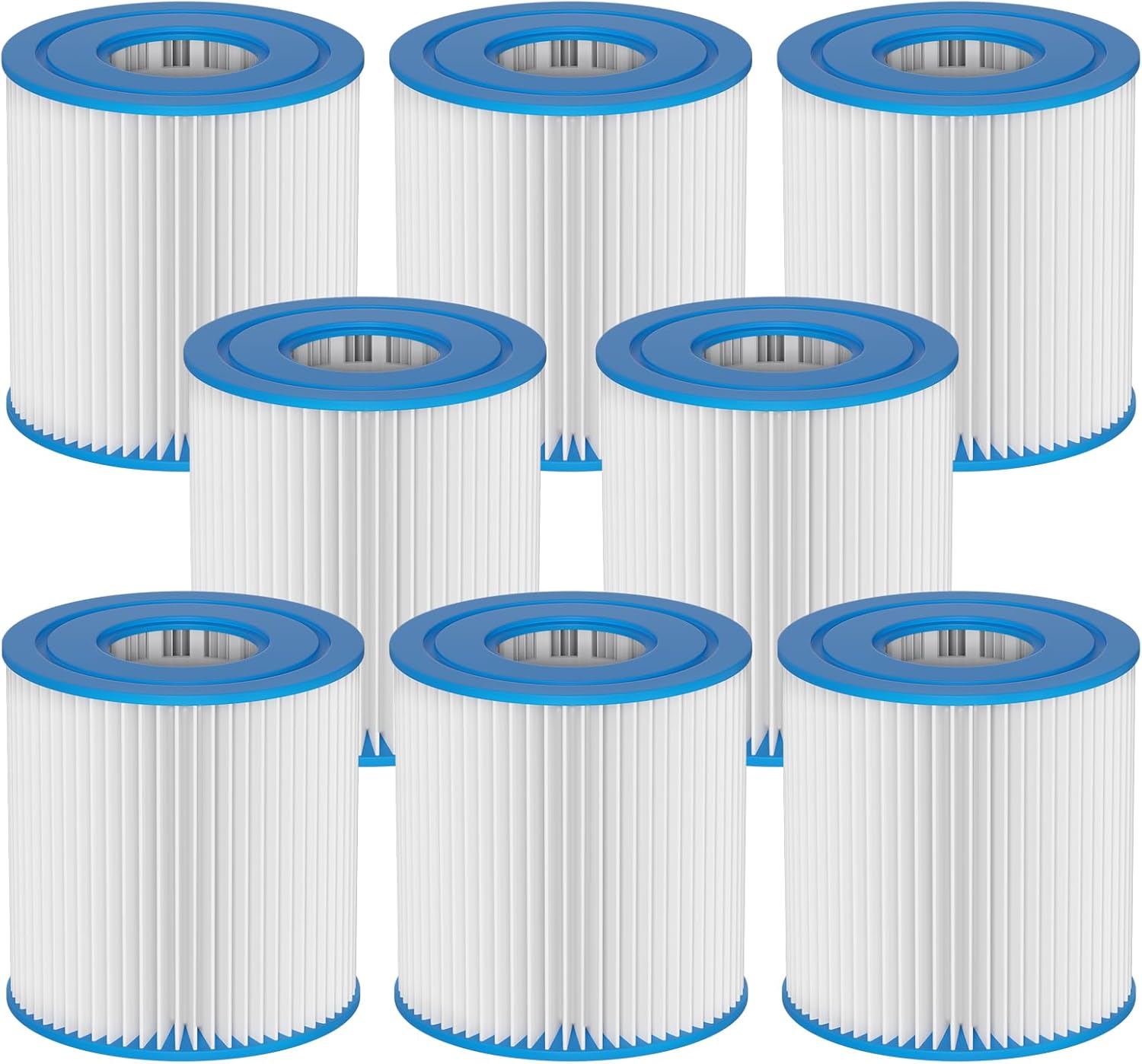 29007E Type H Pool Filter Cartridge Replacement Compatible with Intex 330 GPH Filter Pump, 28201, 28201EH, 28601EG, 28701EH Above-Ground Swimming Pools (8 Pack)