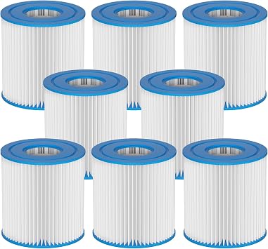 29007E Type H Pool Filter Cartridge Replacement Compatible with Intex 330 GPH Filter Pump, 28201, 28201EH, 28601EG, 28701EH Above-Ground Swimming Pools 8 Pack