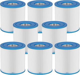 29007E Type H Pool Filter Cartridge Replacement Compatible with Intex 330 GPH Filter Pump, 28201, 28201EH, 28601EG, 28701EH Above-Ground Swimming Pools (8 Pack)