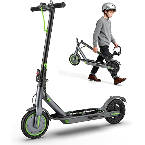 MAXSHOT Electric Scooter for Adults, 8.5/10/14" Tires, 19/22Mph, 350W/500W Motor, 21-28 Miles Range, Folding E-Scooter with Dual Suspension,APP Control