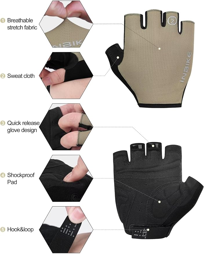Guantes de ciclismo INBIKE sin dedos absorbentes de impactos miniatura 2