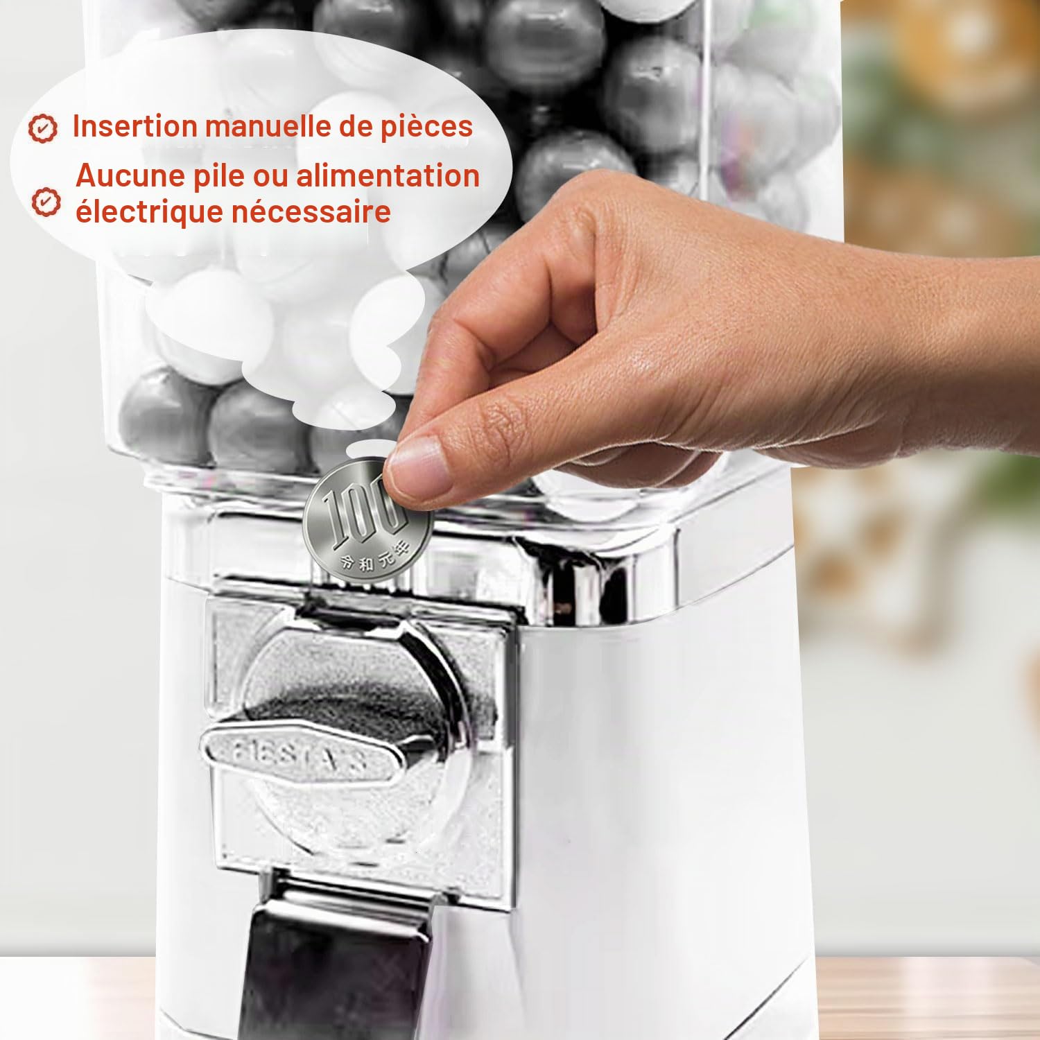 Gumball Machine pour Les Enfants, distributeurs automatiques de Bonbons, 200 balles vides, 100 jetons en Acier Inoxydable, Machine à bombardement à Bulles à Monnaie pour Les magasins de Jeux