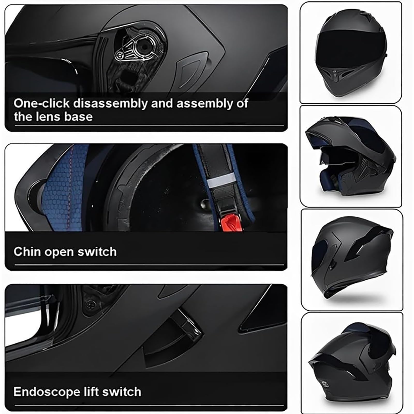 Helmets Bluetooth Integrated Modular Motorcycle Helmet, Double Visor, Detachable Lining - Suitable for Men and Women