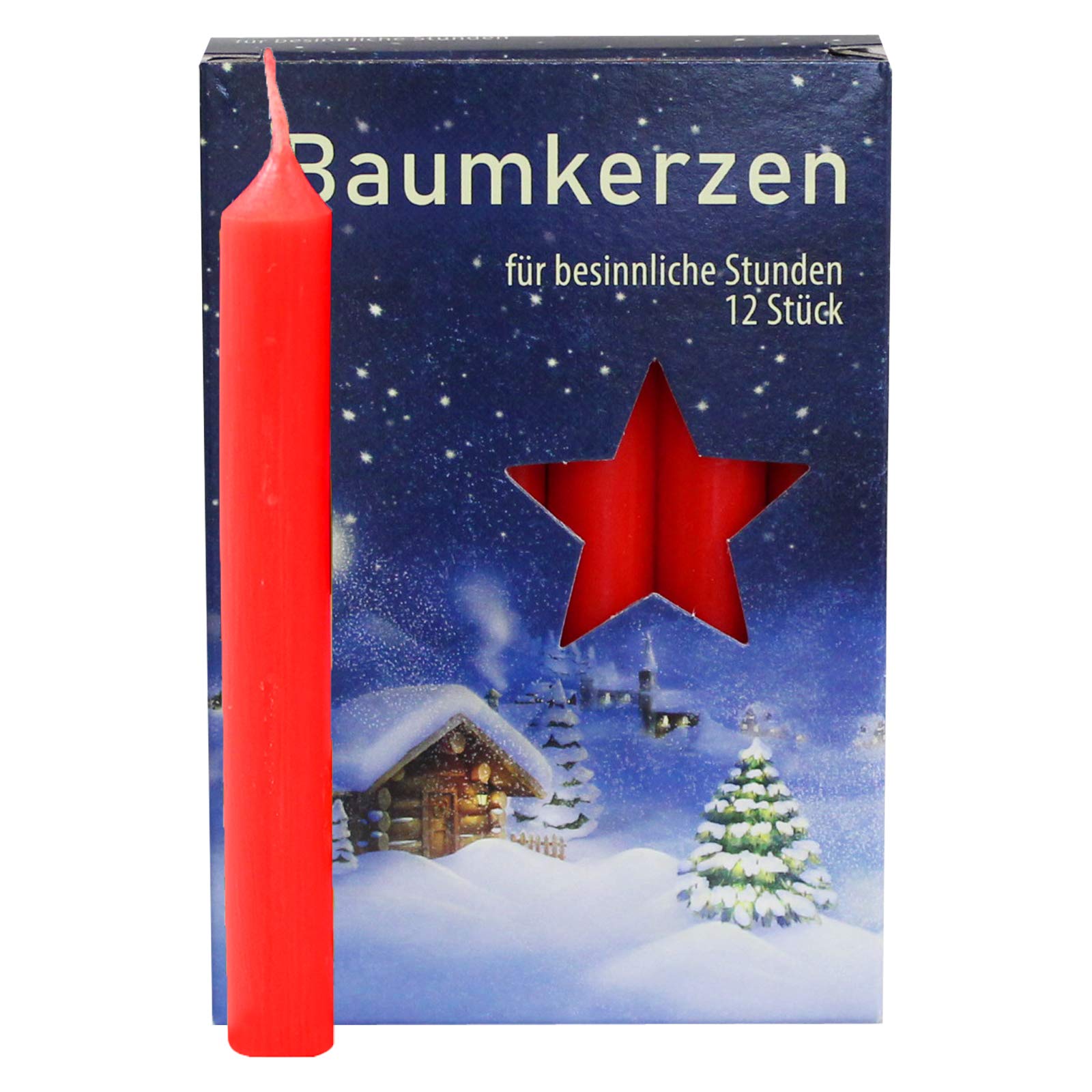 16er Pack Baumkerzen rot ca. 15 x 125 mm (16 x 12 Stück) Weihnachtskerzen, Christbaumkerzen, Pyramidenkerzen