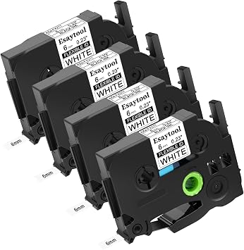 4 X Compatible with P-Touch TZe-FX211 AZE-FX211 TZ-FX211 Black on White 6mm 0.23 Flexible ID Wire Cable Label Tape Replacement for Ptouch PT-H100 PT-D200 PT-P700 PT-1000 Label Maker