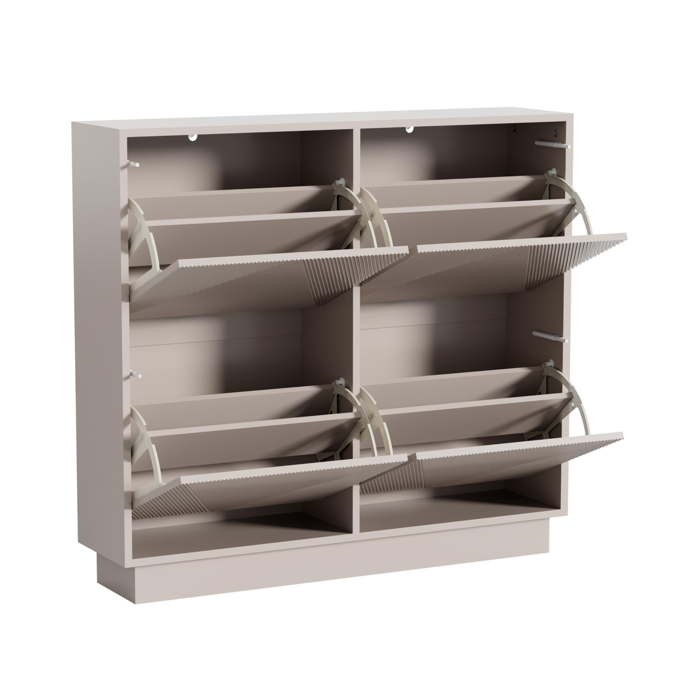 UEV Schuhschrank schmal mit 4 Klappen, 100x24x91cm Schuhkipper (Moka)
