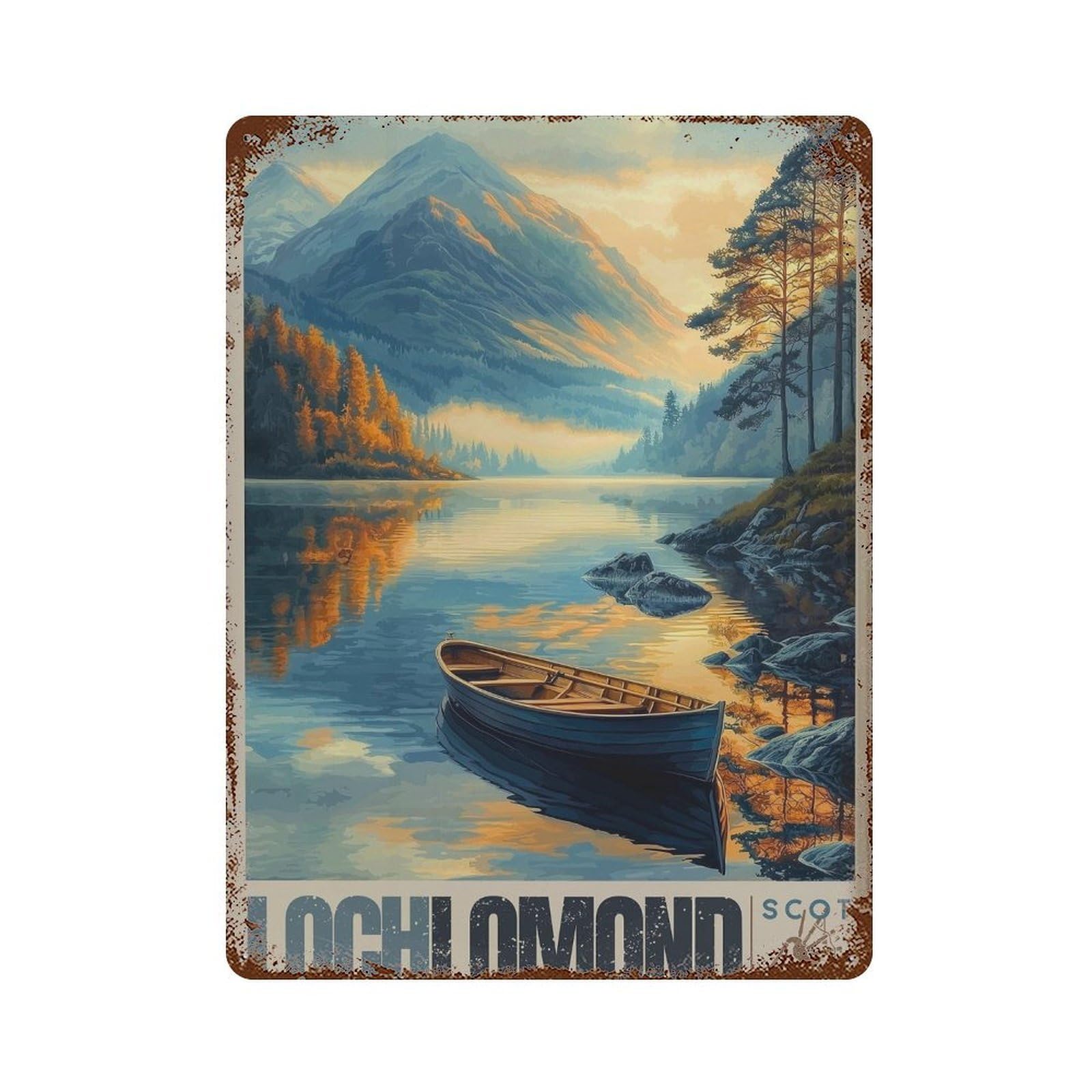 xiaoxiaoshen Loch Lomond Scotland Scenic Lake Landscape Wall Decor Art Metal Tin Poster Modern Home Decor Art Home Bar Shop Decorations Vintage Sign 40x30cm