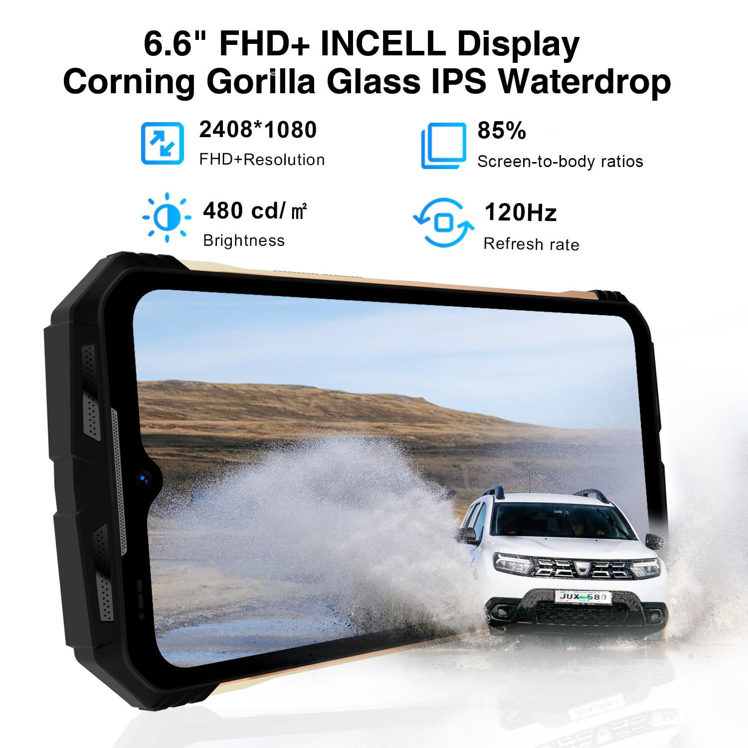 S110 Outdoor Mobile Phone Without Contract, Helio G99 22GB + 256GB (TF 2TB), 10800mAh 66W Outdoor Smartphone 6.6 Inch FHD+ 120Hz, 50MP + 24MP Night Vision IP68 Waterproof Mobile Phone 4G/OTG