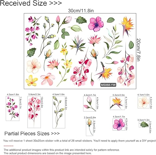 Miniatura 2 de Calcomanías de espejo floral, calcomanías de pared de flores, calcomanías de pared para despegar y pegar, gráficos estéticos, decoración de baño y