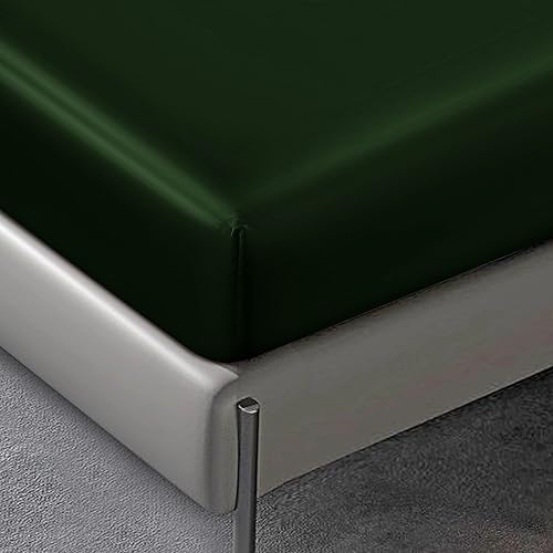 Miniatura 5 de Juego de sábanas de satén de 4 piezas tamaño matrimonial, de satén sedoso con 1 sábana bajera, 1 sábana encimera y 2 fundas de almohada, sábanas