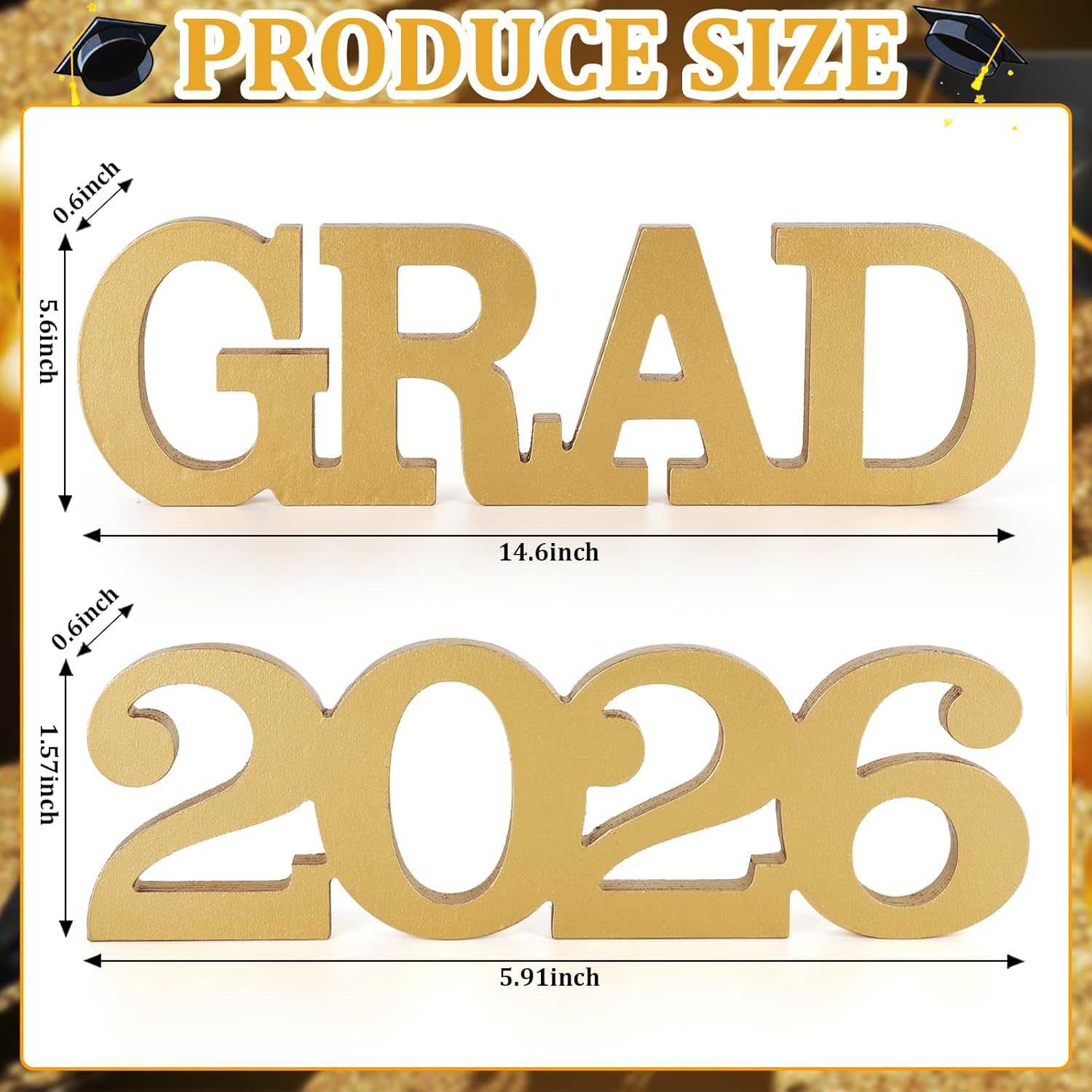 Graduation Decorations 2026 Senior Congrats Grad Table Tiered Tray Decor Photoshoot Props Grad 2026 Wood Block Indoor College High School Party Tabletop Centerpiece for Sign Home Shelf Office Desk