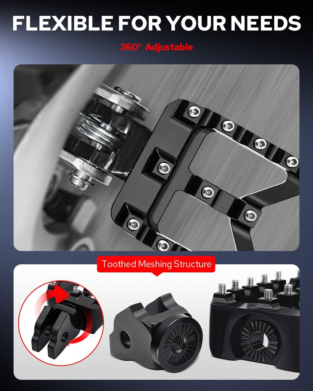 Benlari Dirt Bike Foot Pegs 360° Adjustable Wide Motorcycle Footpegs Black Steel Fit for Surron S/X Segway X260 X160 Talaria Sting MX3 MX4 Talaria XXX