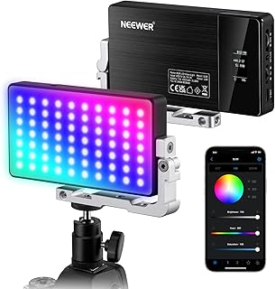 NEEWER RGB Video Light, SL90 12W 4300mAh Battery 360Â° Full Color 18 Light Scenes, 2500~10000K CRI97+ On Camera Light Panel Aluminum Alloy Body, App & 2.4G Control for YouTube/TikTok/Vlog/Photography