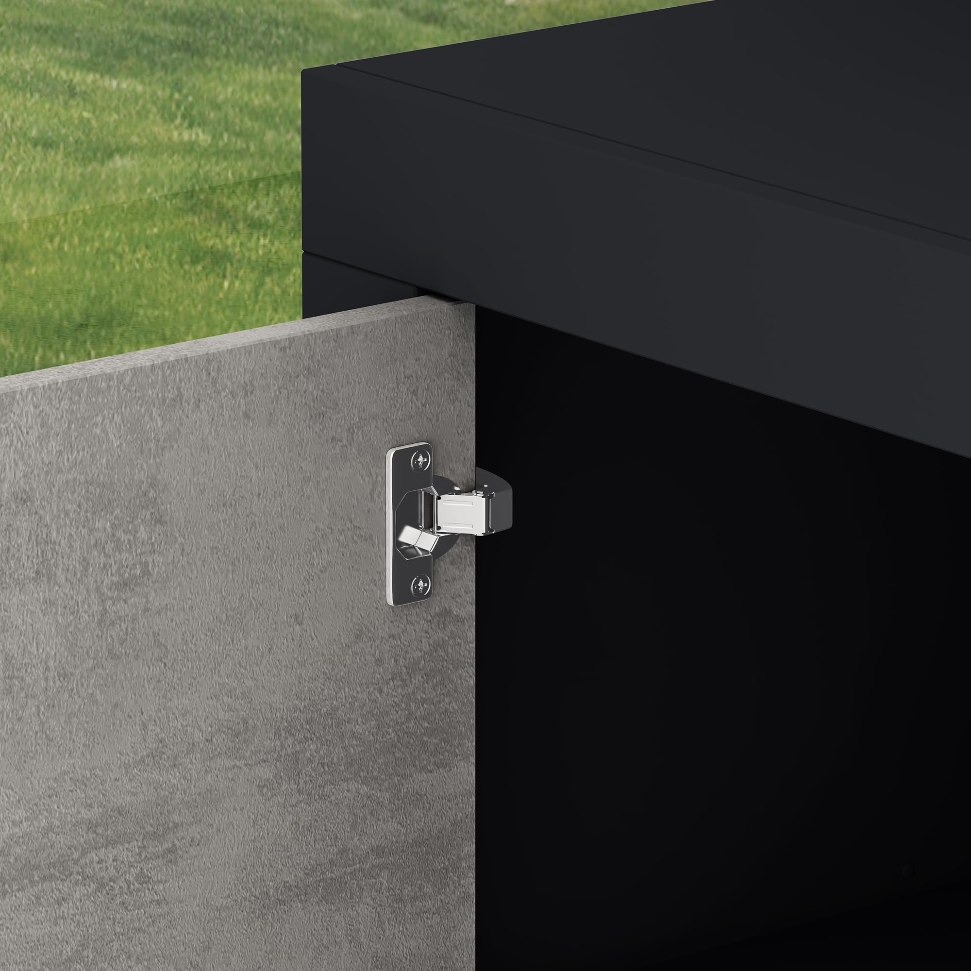 Mai & Mai Meuble de Rangement Buffet Commode Gris Noir Mat + Béton 167cm | Casier de Rangement, 2 Portes et 4 Tiroirs, Séparateur Réglable, Placard Salon Salle à Manger, 167x36x70cm, SR03