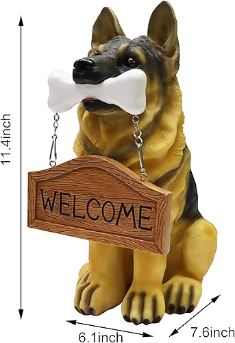 Miniatura 4 de Nature's Mark Estatua de cachorro de perro Labrador Retriever negro con letrero de bienvenida, estatua de jardín de resina, decoración de 6.7