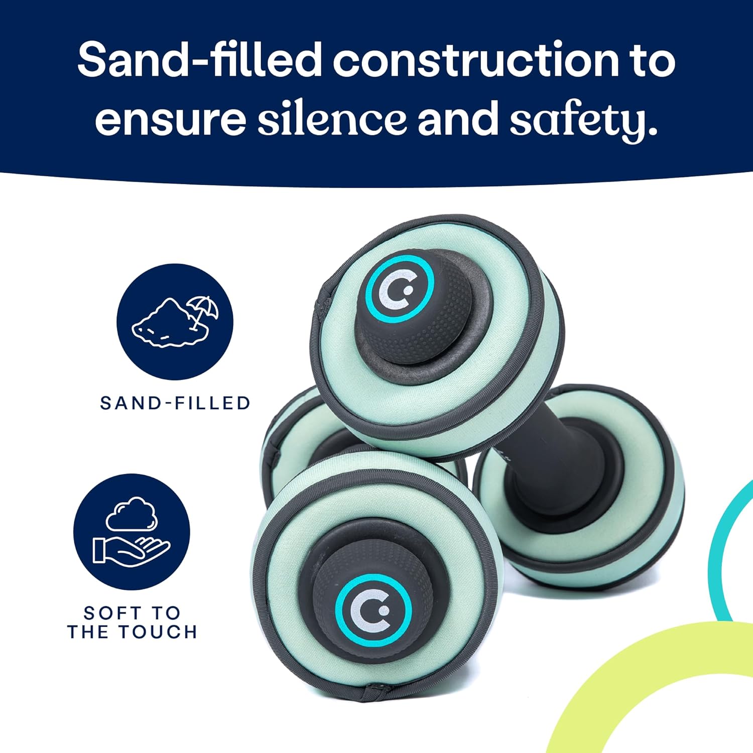 Cubii Build Adjustable Dumbbell Set - Includes Two Adjustable Hand Weight Dumbbells Plus 4 Cubii 1 lb SoftRings Free Weights ​with Fast and Easy Exercise Weight Adjust for Women and Men Strength