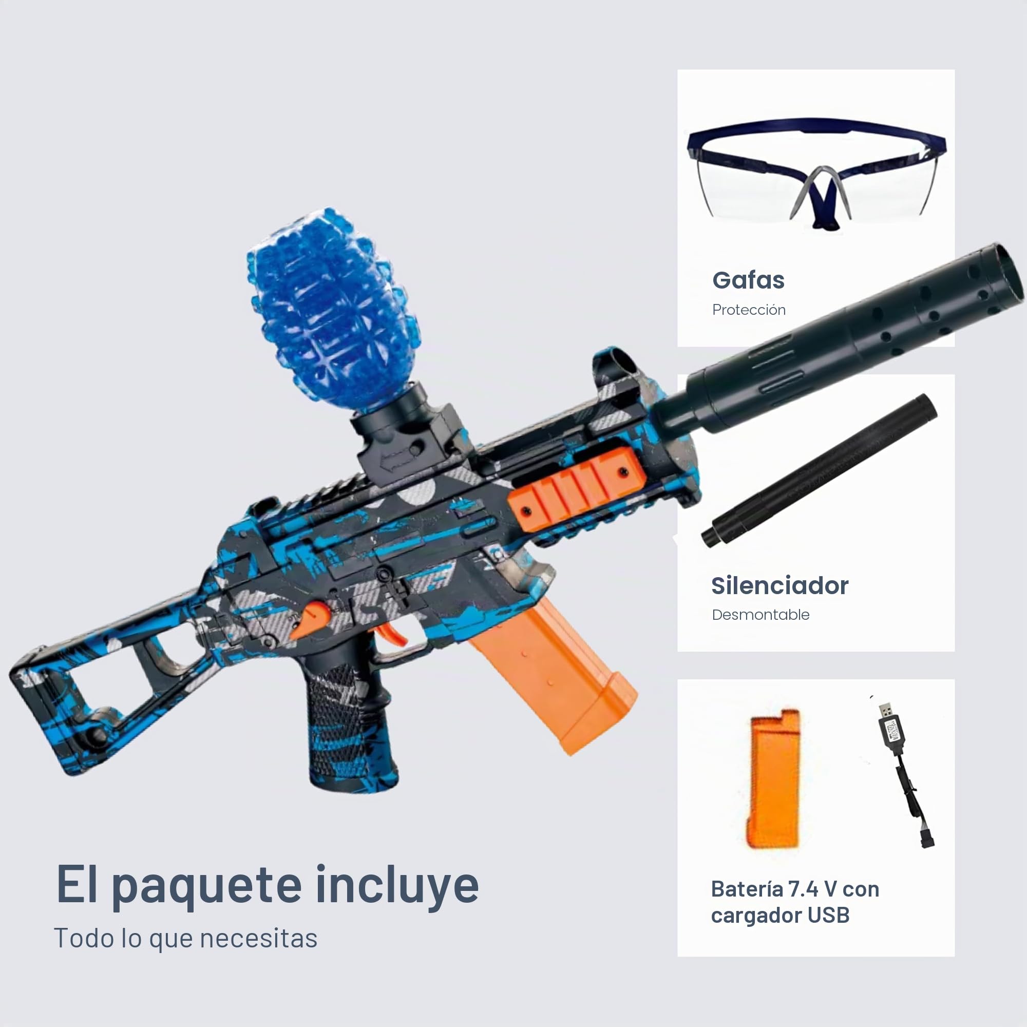 Gel Blaster Gun UMP45 – Pistola de bola eléctrica automática – 20000 bolas y gafas – Watersoft Potente fusil arma ametralladora – Adulto Gelfire Water Gun