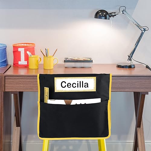 Miniatura 6 de Bolsillos para sillas de aula de 16 x 17 pulgadas, organizador de respaldo de asiento, organizador de sillas de almacenamiento para estudiantes con
