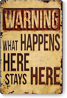Funny Bar Sign, Man Cave Decor for Men, Vintage Beer Signs for Home Bar, Bar, Basement, Garage, Mancave, Men Gifts 8x12 Inch - What Happens Here Stays Here