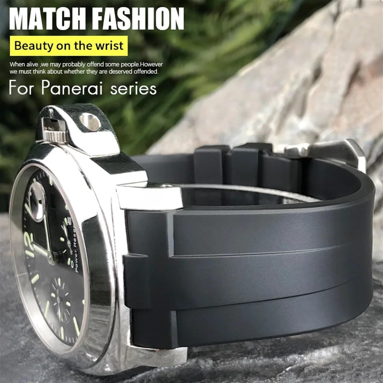 Correa de reloj silicona con extremo curvo caucho natural y