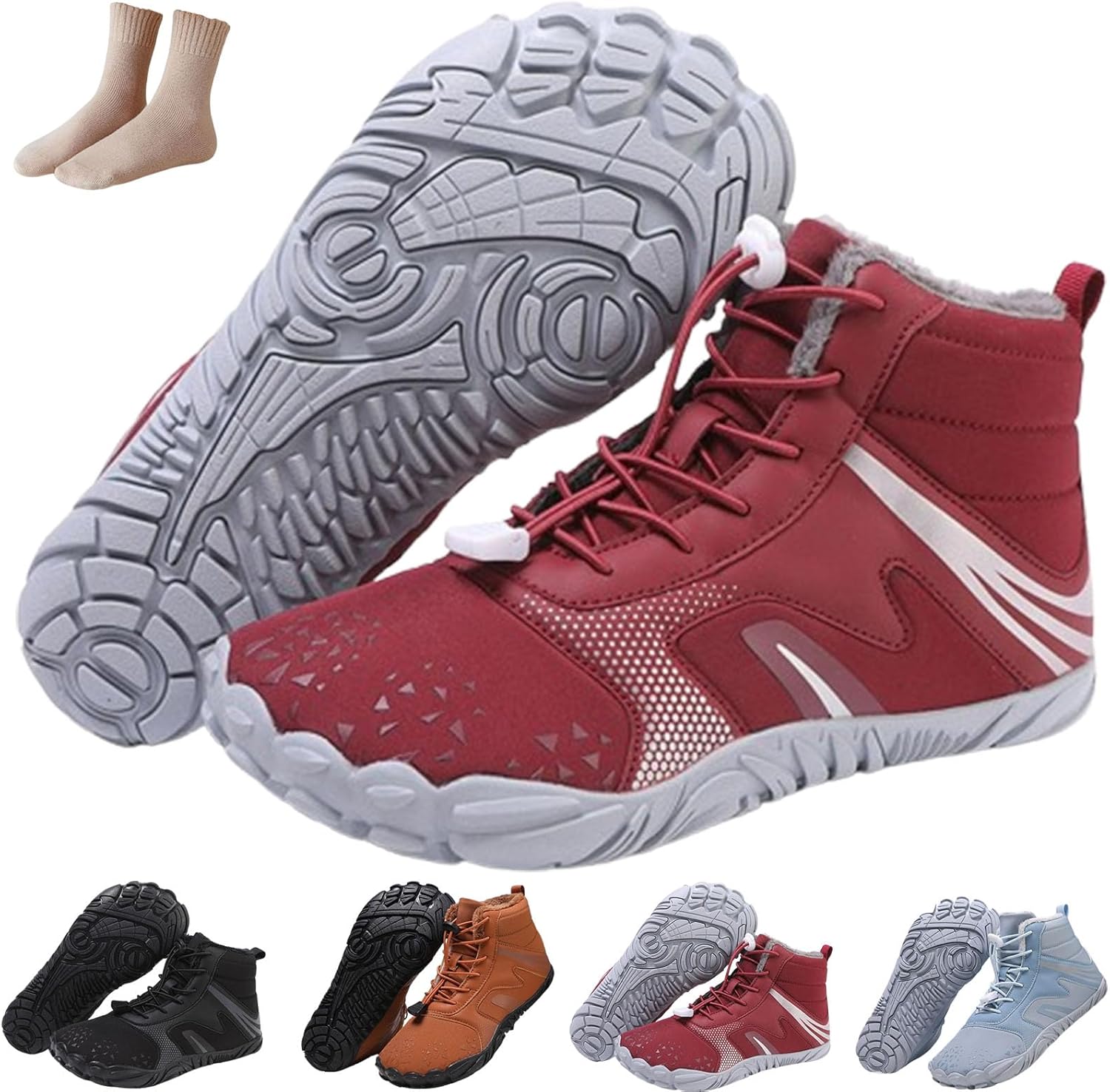 Hike Winter Barefoot Womens Men, Waterproof Non-Slip Snow Boots, Casual Outdoor Warm Footwear Walking Boots