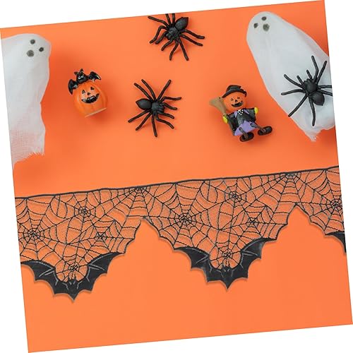 Miniatura 2 de KJHBV Halloween Tablecloth Cobweb Fireplace Mantel Scarf Halloween Door Curtain Cobweb Lampshade Cobweb Table Black Lace Spider Polyester