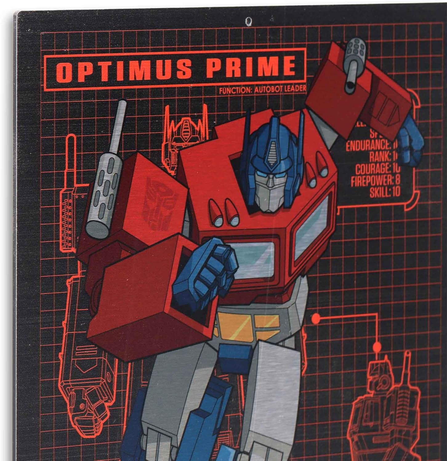 Open Road Brands Hasbro Transformers Optimus Prime Grid Silver Metal Wall Decor - Fun Optimus Prime Sign for Home