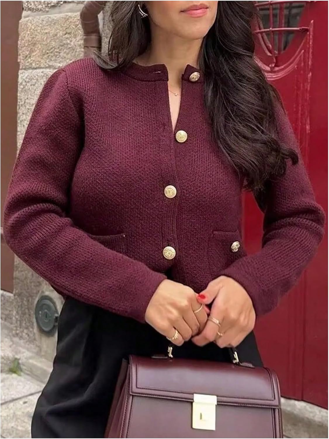 GORGLITTER Women's Cardigan Sweaters Trendy Oversized Knit Chunky Button up Cardigans Fall Winter Outfits - Image 6