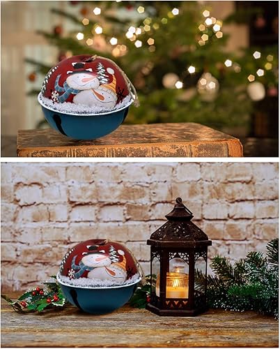 Miniatura 3 de E-view Adorno para árbol de Navidad, de metal, rústico, cascabel, adorno colgante con muñeco de nieve, Papá Noel, campanas decorativas de trineo,