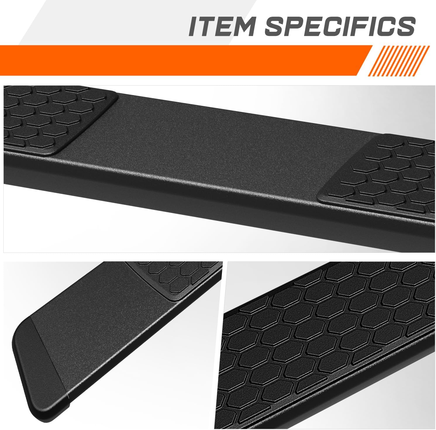[Pair] 5.5 Inch Full Black Aluminum Running Boards/Side Steps/Nerf Bars Compatible with 19-24 Dodge Ram 1500 Crew Cab