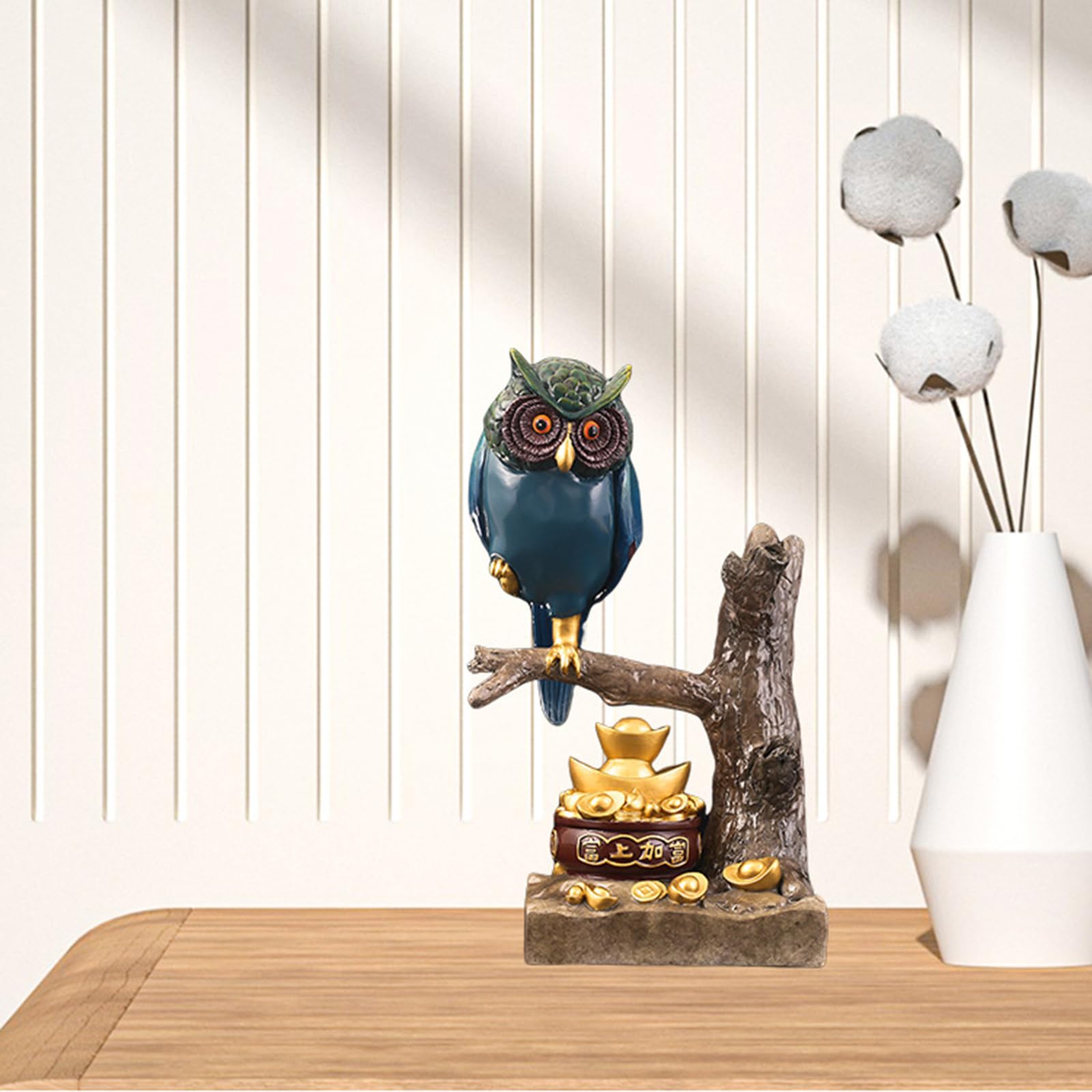Kolorowa miedziana figurka sowy Rzeźba mądrości bogactwa Feng Shui