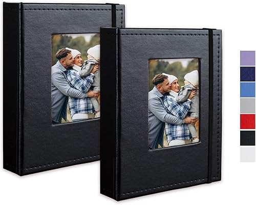 Cherrich Álbum de fotos pequeño de 4 x 6 pulgadas, paquete de 2 libros de fotos de cuero, cada mini álbum de 26 páginas tiene capacidad para 52