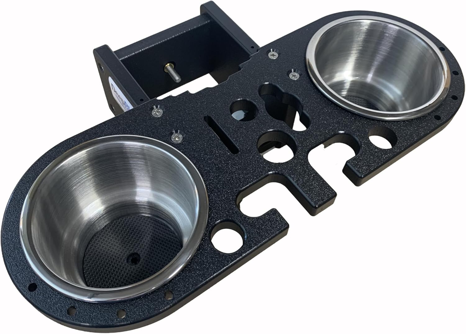 Dock Post - Double Cup and Rod Holder – Durable, Portable Fishing Rod & Beverage Holder for Dock Posts (Black)